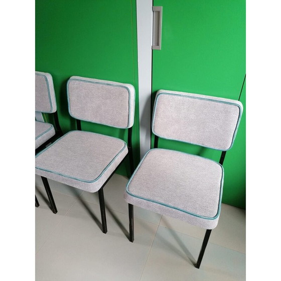 Image 1 of Ensemble de 4 chaises vintage en métal gris