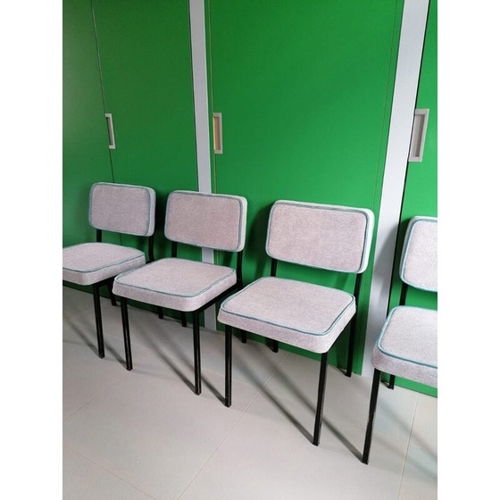 Image 1 of Ensemble de 4 chaises vintage en métal gris