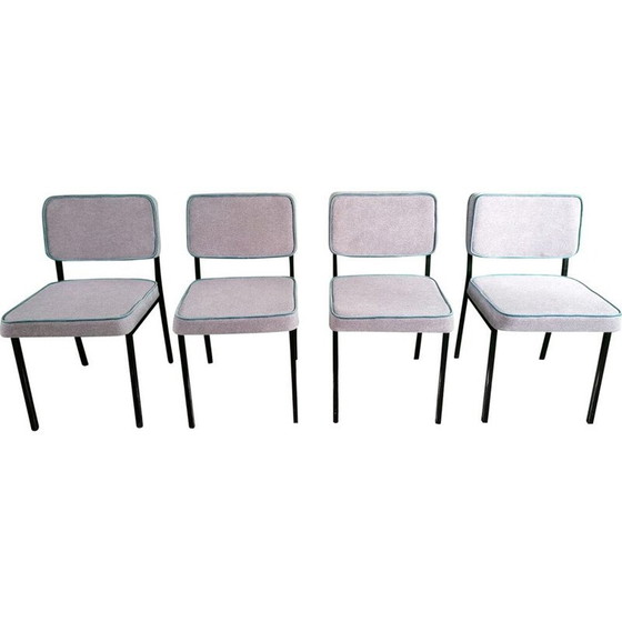 Image 1 of Ensemble de 4 chaises vintage en métal gris