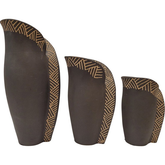 Image 1 of Ensemble de 3 vases vintage en terre cuite, France