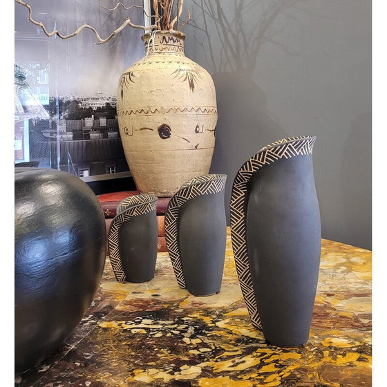 Image 1 of Ensemble de 3 vases vintage en terre cuite, France
