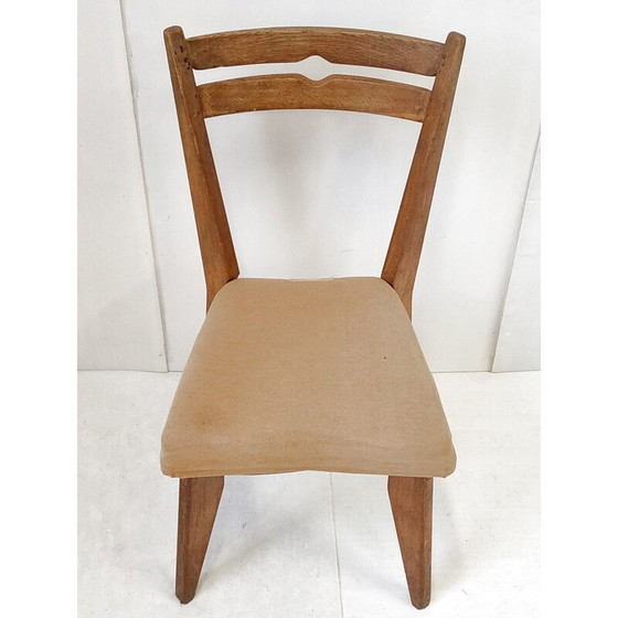 Image 1 of Chaise vintage en bois et tissu de Guillerme et Chambron