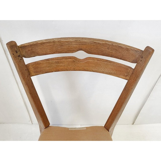 Image 1 of Chaise vintage en bois et tissu de Guillerme et Chambron