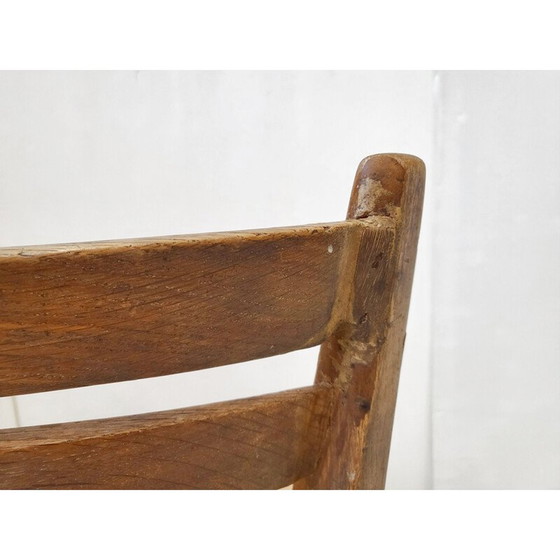 Image 1 of Chaise vintage en bois et tissu de Guillerme et Chambron