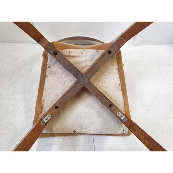 Image 1 of Chaise vintage en bois et tissu de Guillerme et Chambron