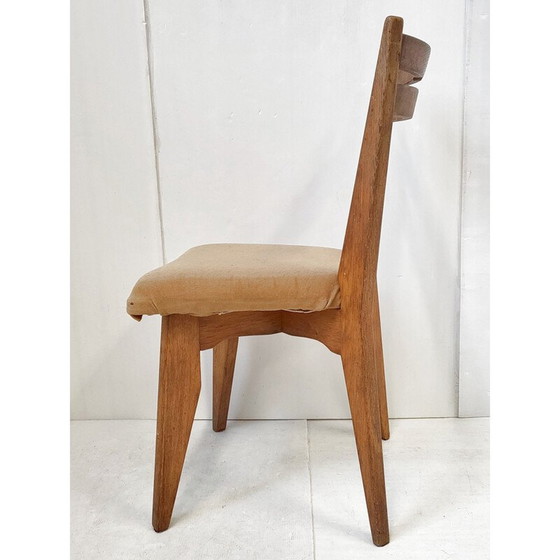 Image 1 of Chaise vintage en bois et tissu de Guillerme et Chambron