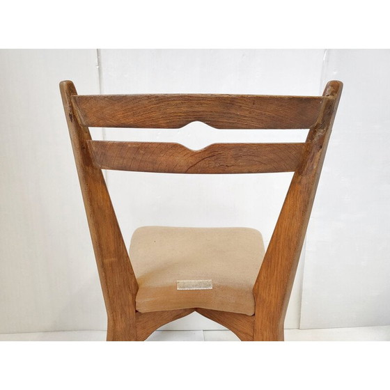 Image 1 of Chaise vintage en bois et tissu de Guillerme et Chambron
