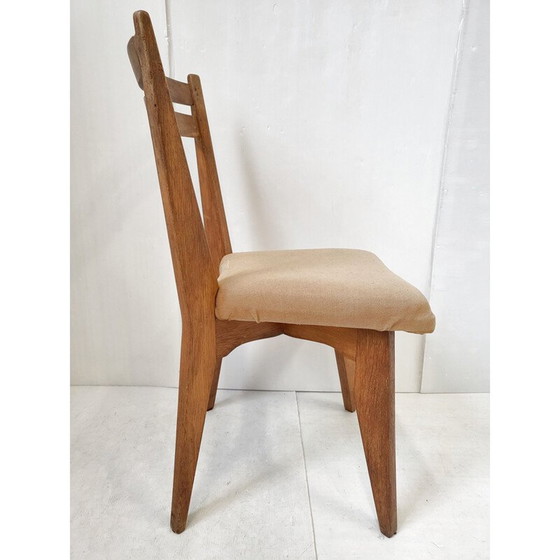 Image 1 of Chaise vintage en bois et tissu de Guillerme et Chambron