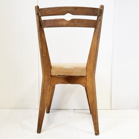 Image 1 of Chaise vintage en bois et tissu de Guillerme et Chambron