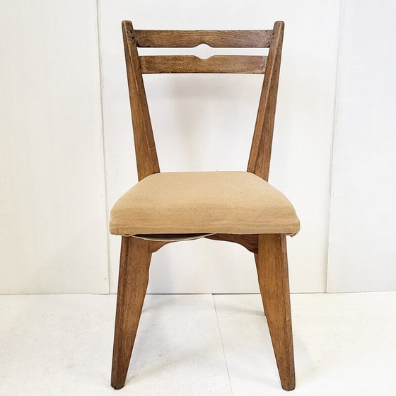 Image 1 of Chaise vintage en bois et tissu de Guillerme et Chambron