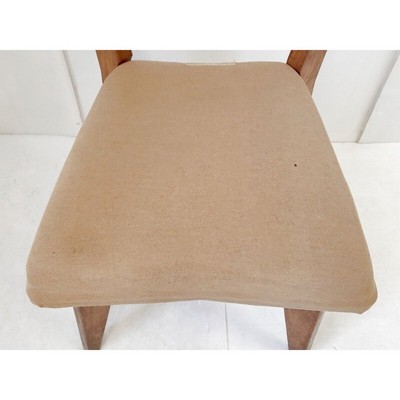 Image 1 of Chaise vintage en bois et tissu de Guillerme et Chambron
