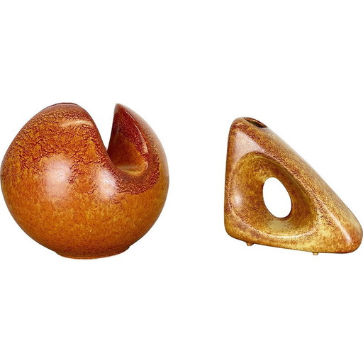 Paire de vases en céramique vintage de Bertoncello Ceramics, Italie, années 1970