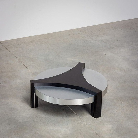 Image 1 of Table basse vintage en aluminium brossé et noir, 1970