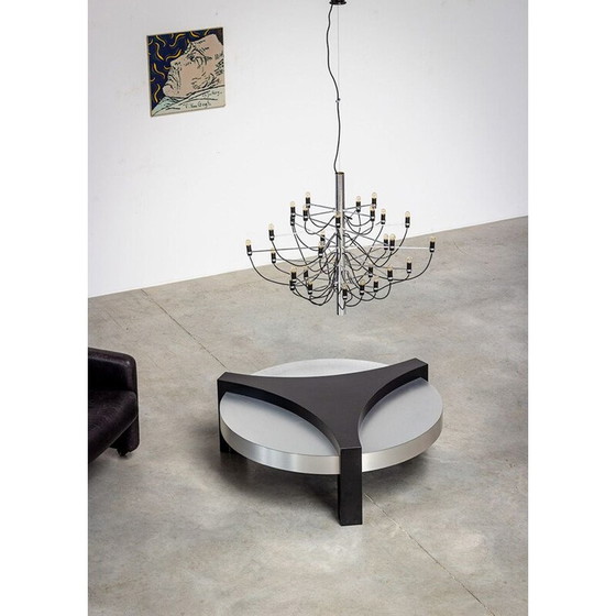 Image 1 of Table basse vintage en aluminium brossé et noir, 1970