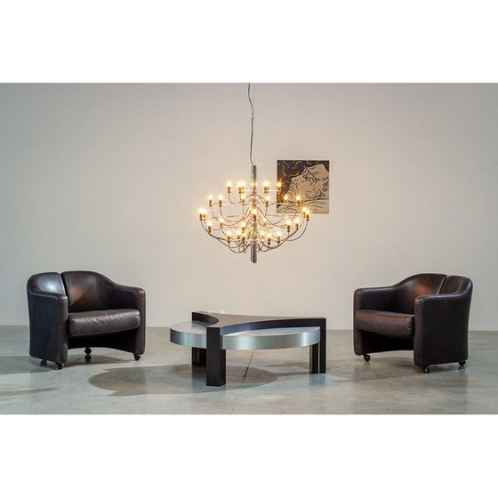 Image 1 of Table basse vintage en aluminium brossé et noir, 1970