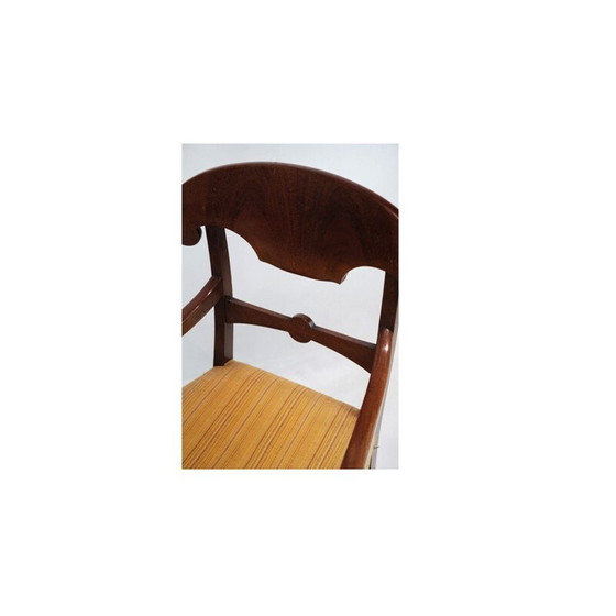 Image 1 of Paire de fauteuils vintage en acajou avec tissu léger, 1860