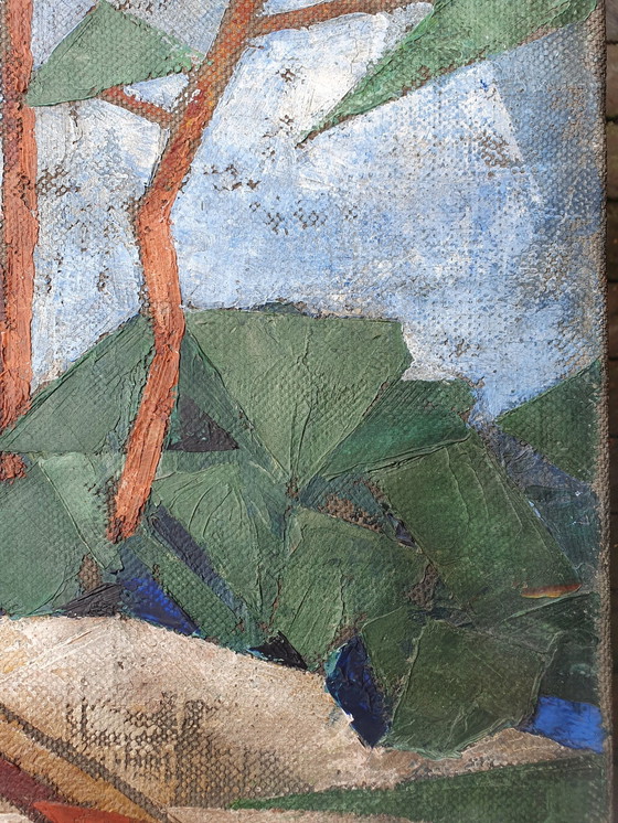 Image 1 of Peinture à l'huile abstraite/cubiste d'Otto Stam 1950
