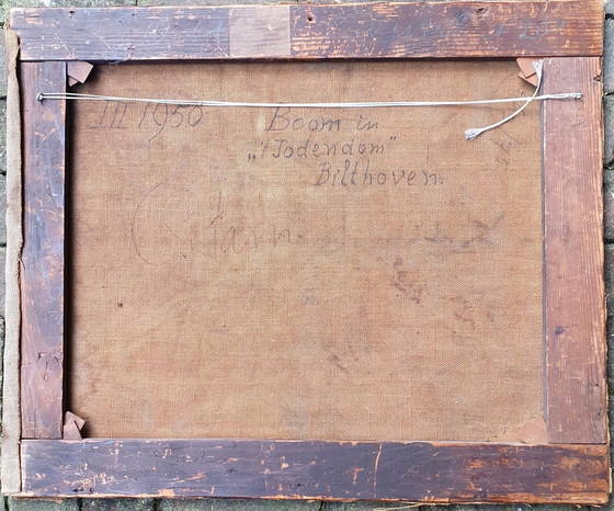 Image 1 of Peinture à l'huile abstraite/cubiste d'Otto Stam 1950