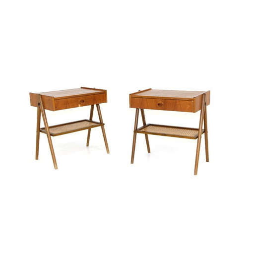 Paire de tables de nuit vintage en teck, Suède 1960