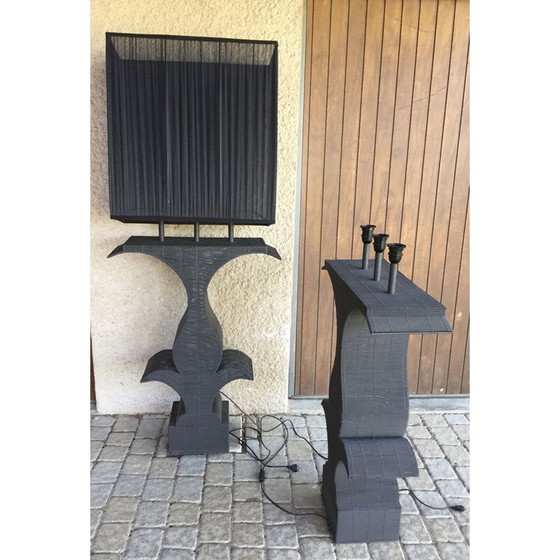 Image 1 of Paire de lampadaires vintage en fil métallique tressé, 1990