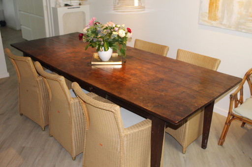 Table de salle à manger ancienne en chêne