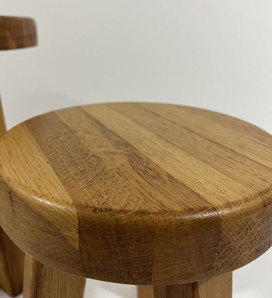 Image 1 of Tables d'appoint en chêne clair brutalistes Années 1980