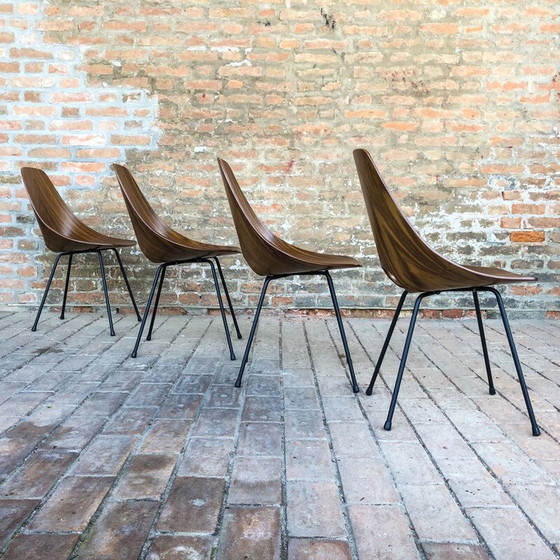 Image 1 of Mid Century ensemble de 6 chaises de salle à manger Medea en teck par Vittorio Nobili pour Fratelli Tagliabue, 1956