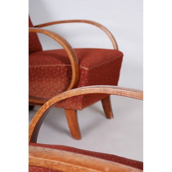 Image 1 of Paire de fauteuils Art déco tchèques en bois de hêtre rouge par Jindrich Halabala pour Up Zavody, années 1930