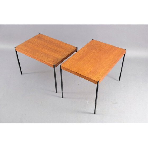 Image 1 of Paire de tables d'appoint vintage en teck et métal, Allemagne 1969