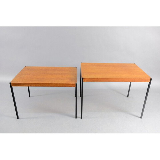 Image 1 of Paire de tables d'appoint vintage en teck et métal, Allemagne 1969