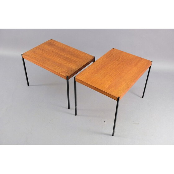 Image 1 of Paire de tables d'appoint vintage en teck et métal, Allemagne 1969