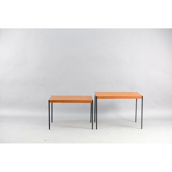Image 1 of Paire de tables d'appoint vintage en teck et métal, Allemagne 1969