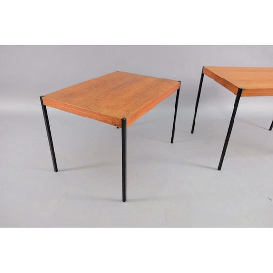 Image 1 of Paire de tables d'appoint vintage en teck et métal, Allemagne 1969