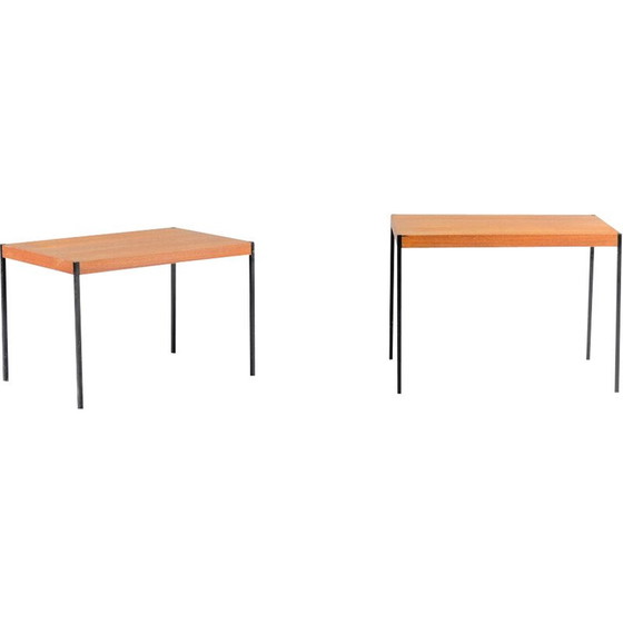 Image 1 of Paire de tables d'appoint vintage en teck et métal, Allemagne 1969