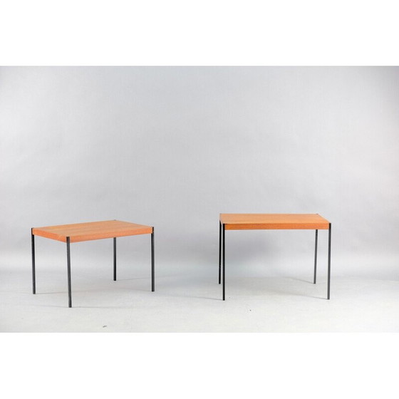 Image 1 of Paire de tables d'appoint vintage en teck et métal, Allemagne 1969