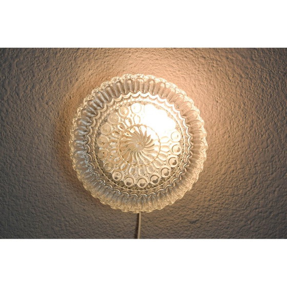 Image 1 of Lampe murale vintage en verre taillé transparent, Allemagne 1960