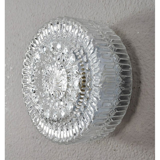 Image 1 of Lampe murale vintage en verre taillé transparent, Allemagne 1960