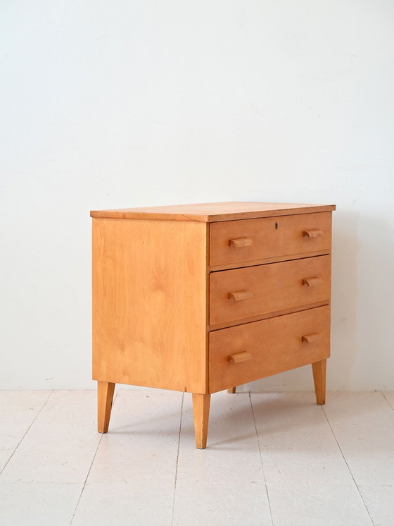 Image 1 of Commode en bouleau suédois des années 1960 avec poignées incurvées
