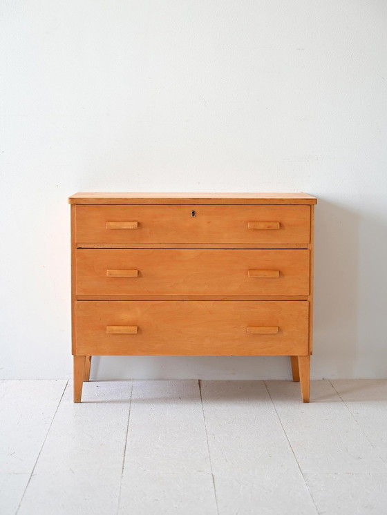 Image 1 of Commode en bouleau suédois des années 1960 avec poignées incurvées