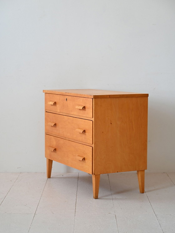 Image 1 of Commode en bouleau suédois des années 1960 avec poignées incurvées