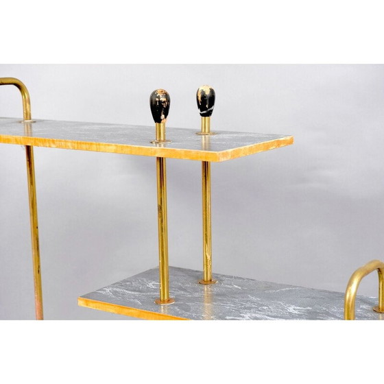 Image 1 of Table console vintage en contreplaqué et laiton, 1950