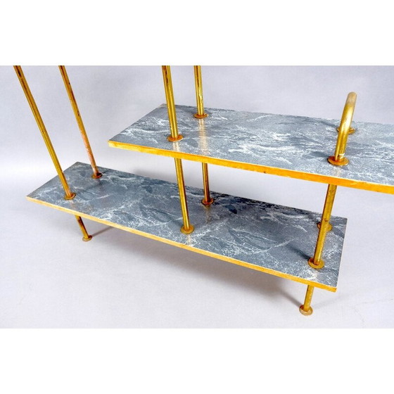 Image 1 of Table console vintage en contreplaqué et laiton, 1950
