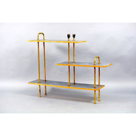 Image 1 of Table console vintage en contreplaqué et laiton, 1950