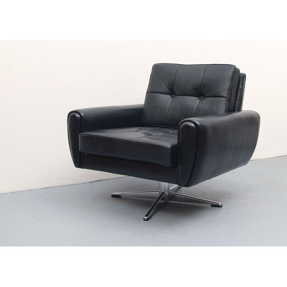 Image 1 of Fauteuil pivotant vintage en cuir, 1960s