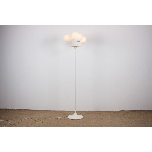 Lampadaire vintage en verre opalin et acier par Eva Renée Nele pour Temde Leuchten, Allemagne 1960