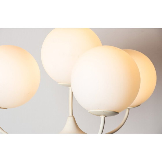 Image 1 of Lampadaire vintage en verre opalin et acier par Eva Renée Nele pour Temde Leuchten, Allemagne 1960