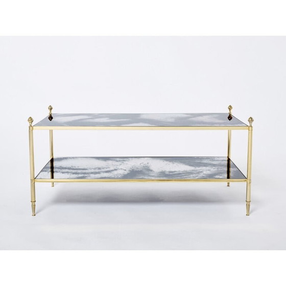 Image 1 of Table basse vintage en laiton, chrome et miroir par Jansen, 1970