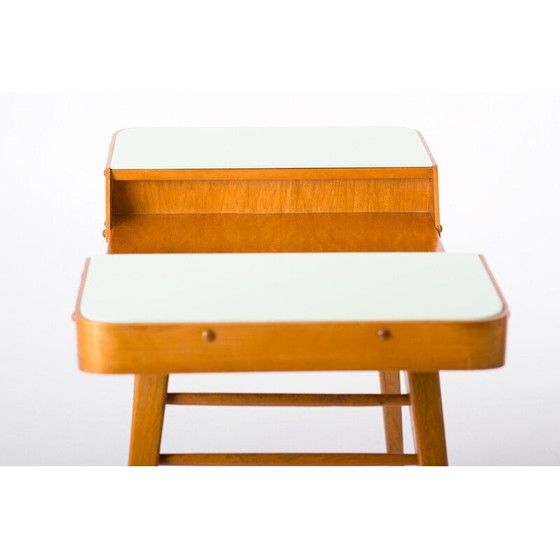 Image 1 of Petite table d'appoint en frêne et verre - années 1960