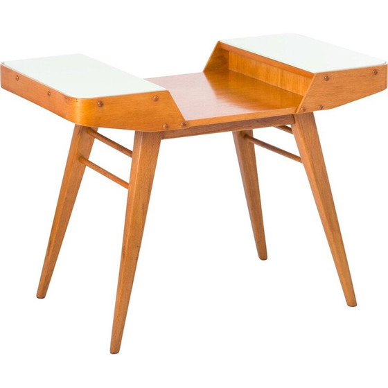 Image 1 of Petite table d'appoint en frêne et verre - années 1960