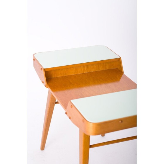 Image 1 of Petite table d'appoint en frêne et verre - années 1960